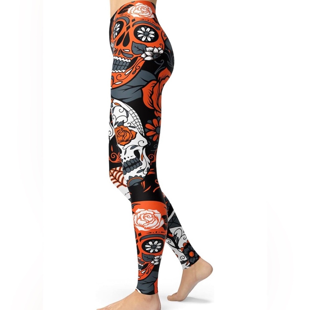 Sissycos Women's Sugar Skull Leggings Buttery Soft Print —#070 - Picture 3 of 6
